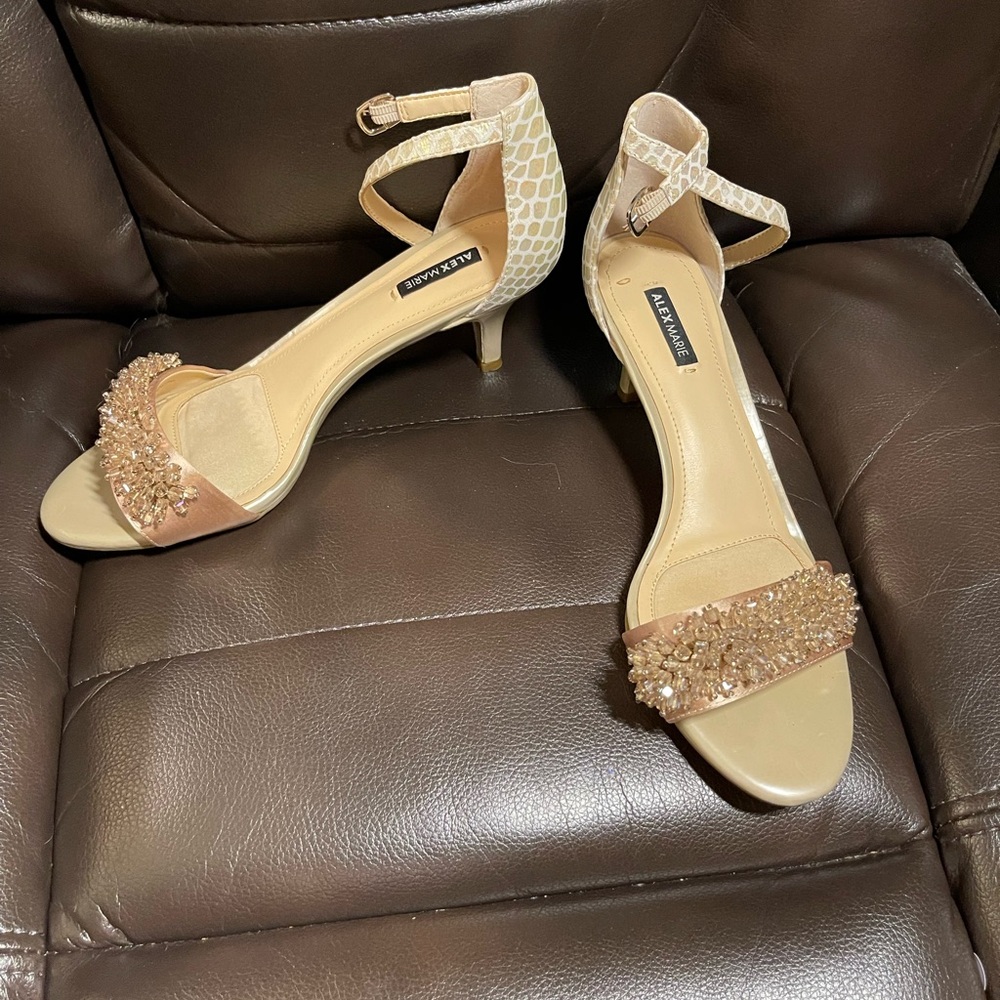 Alex Marie Gold Beaded Heels